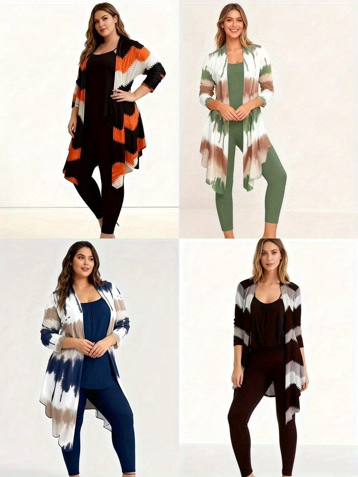 Women's Three-Piece Outfit Set - Printed Casual Matching Look detail view