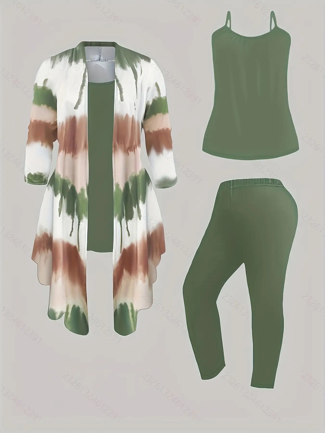 Women's Three-Piece Outfit Set - Printed Casual Matching Look detail view