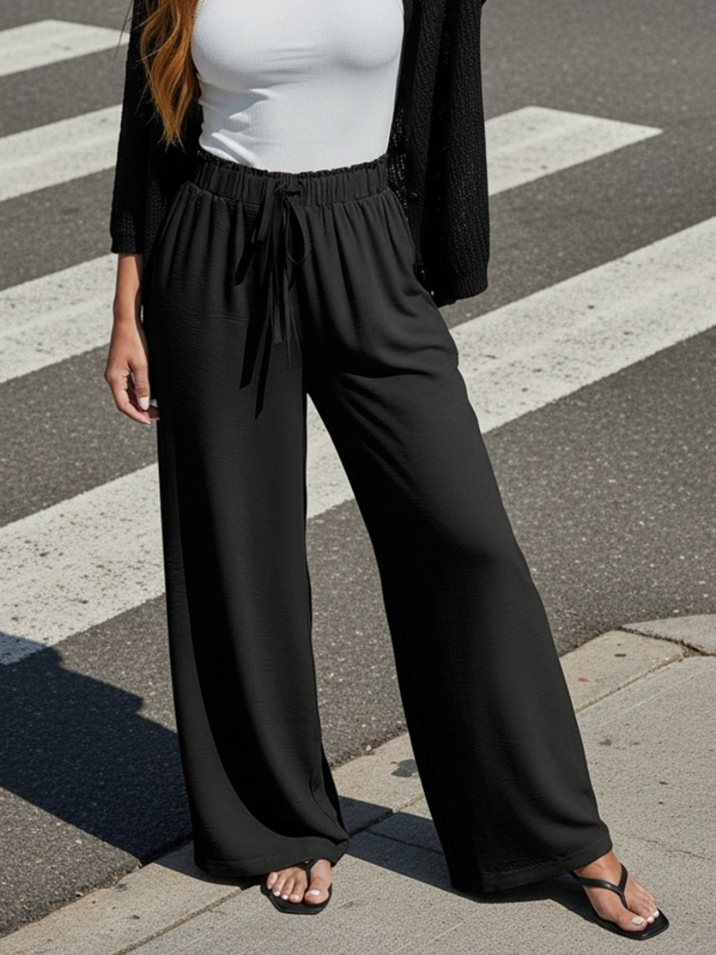 Women's Three-Piece Outfit Set - Solid Color Casual Matching Outfit detail view