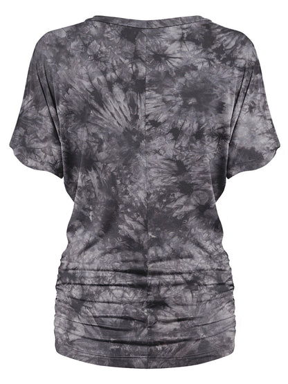 Women's Tie-Dye Dolman Top - V-Neck Side Shirring detail view