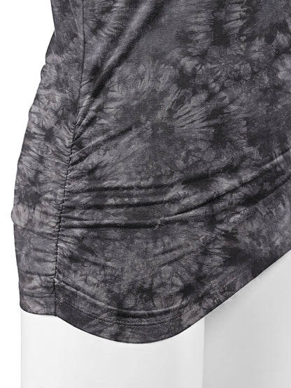 Women's Tie-Dye Dolman Top - V-Neck Side Shirring detail view