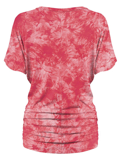 Women's Tie-Dye Dolman Top - V-Neck Side Shirring detail view