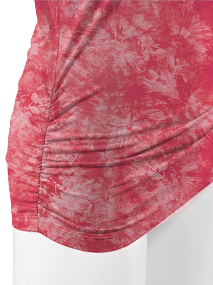Women's Tie-Dye Dolman Top - V-Neck Side Shirring detail view