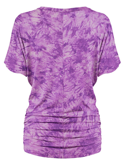 Women's Tie-Dye Dolman Top - V-Neck Side Shirring detail view