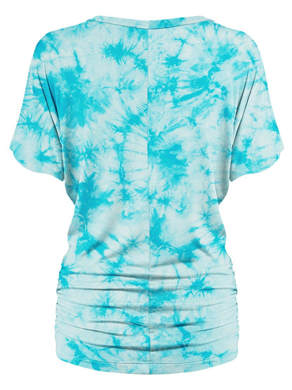 Women's Tie-Dye Dolman Top - V-Neck Side Shirring detail view