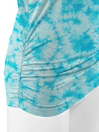 Women's Tie-Dye Dolman Top - V-Neck Side Shirring detail view
