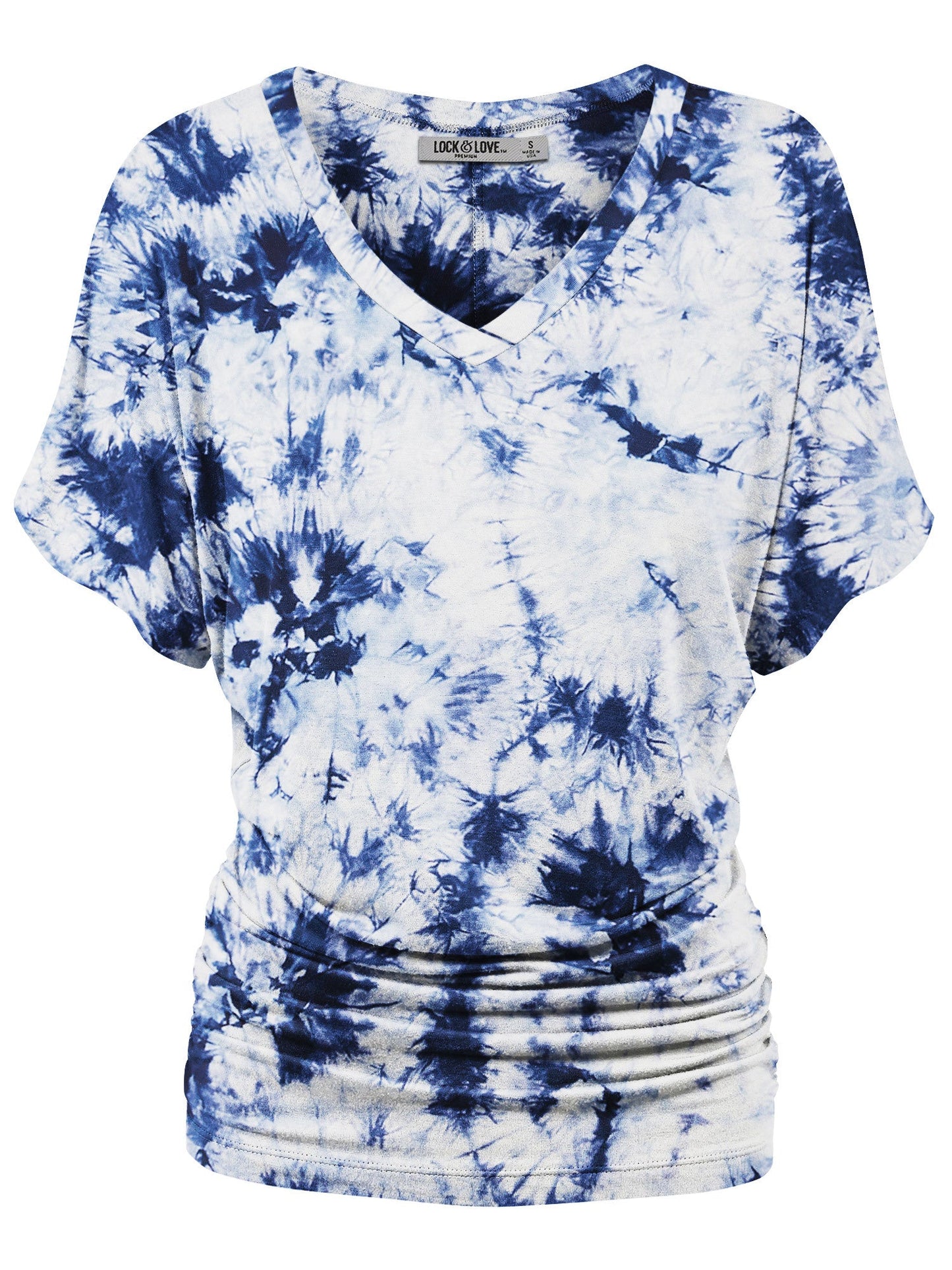 Women's Tie-Dye Dolman Top - V-Neck Side Shirring – Purple option – main product image