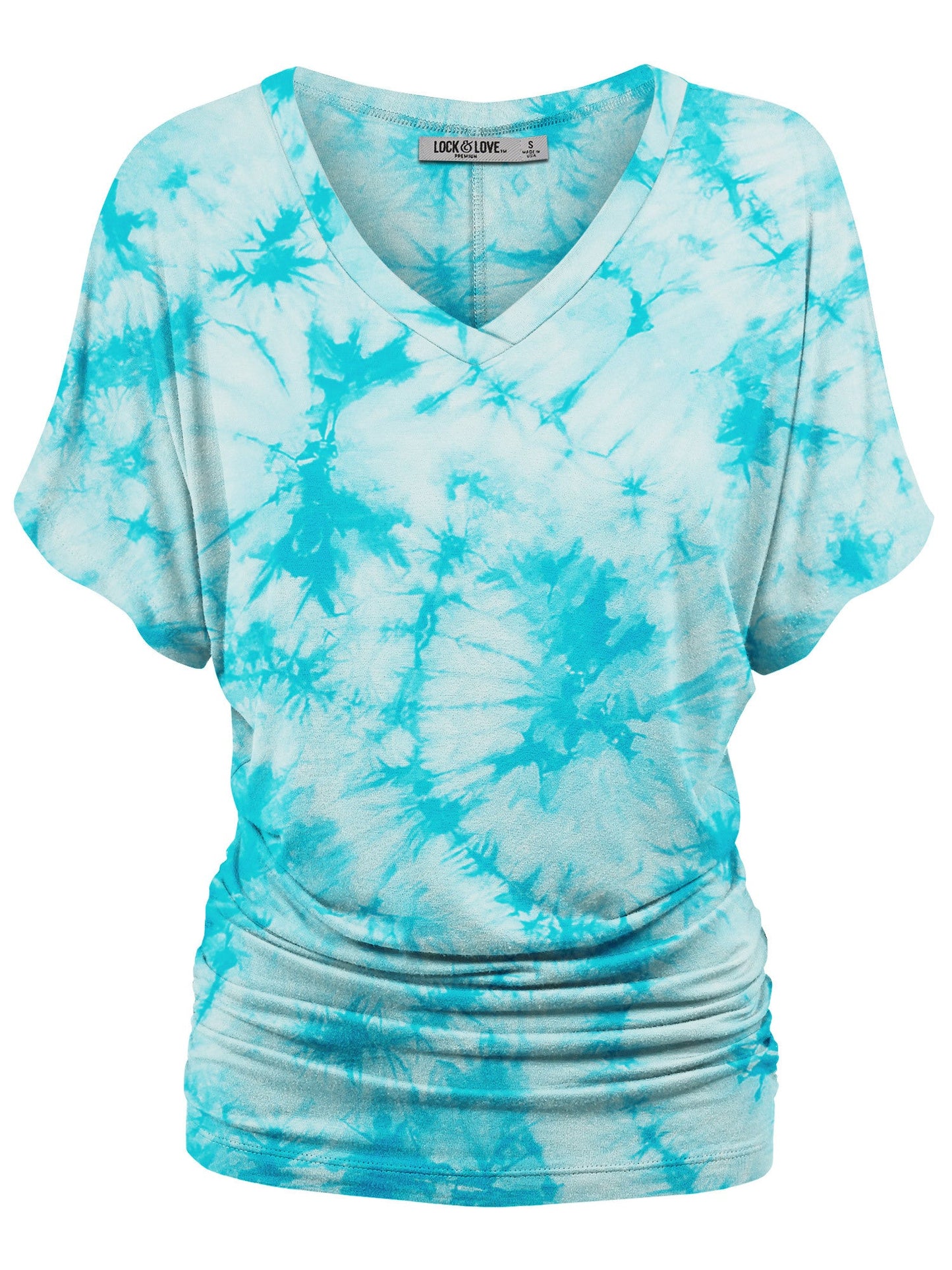 Women's Tie-Dye Dolman Top - V-Neck Side Shirring – Purple option – view 14