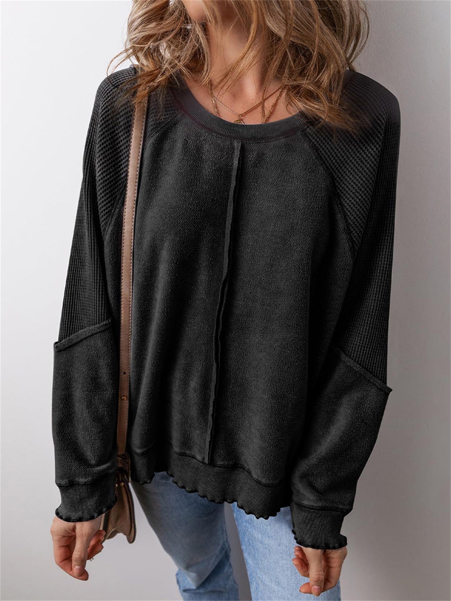 Women's Top - Graphic Print – Black / Blue detail view