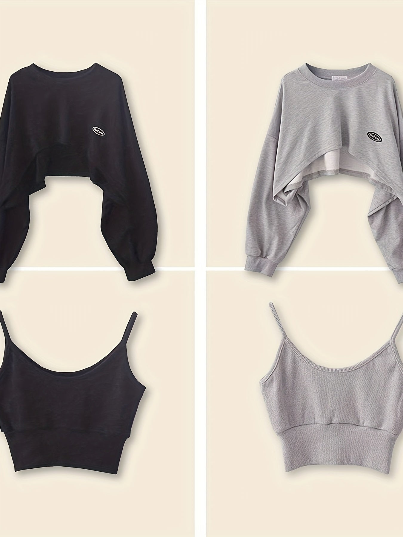 Women's Top - Solid Color – Grey / Black – view 16