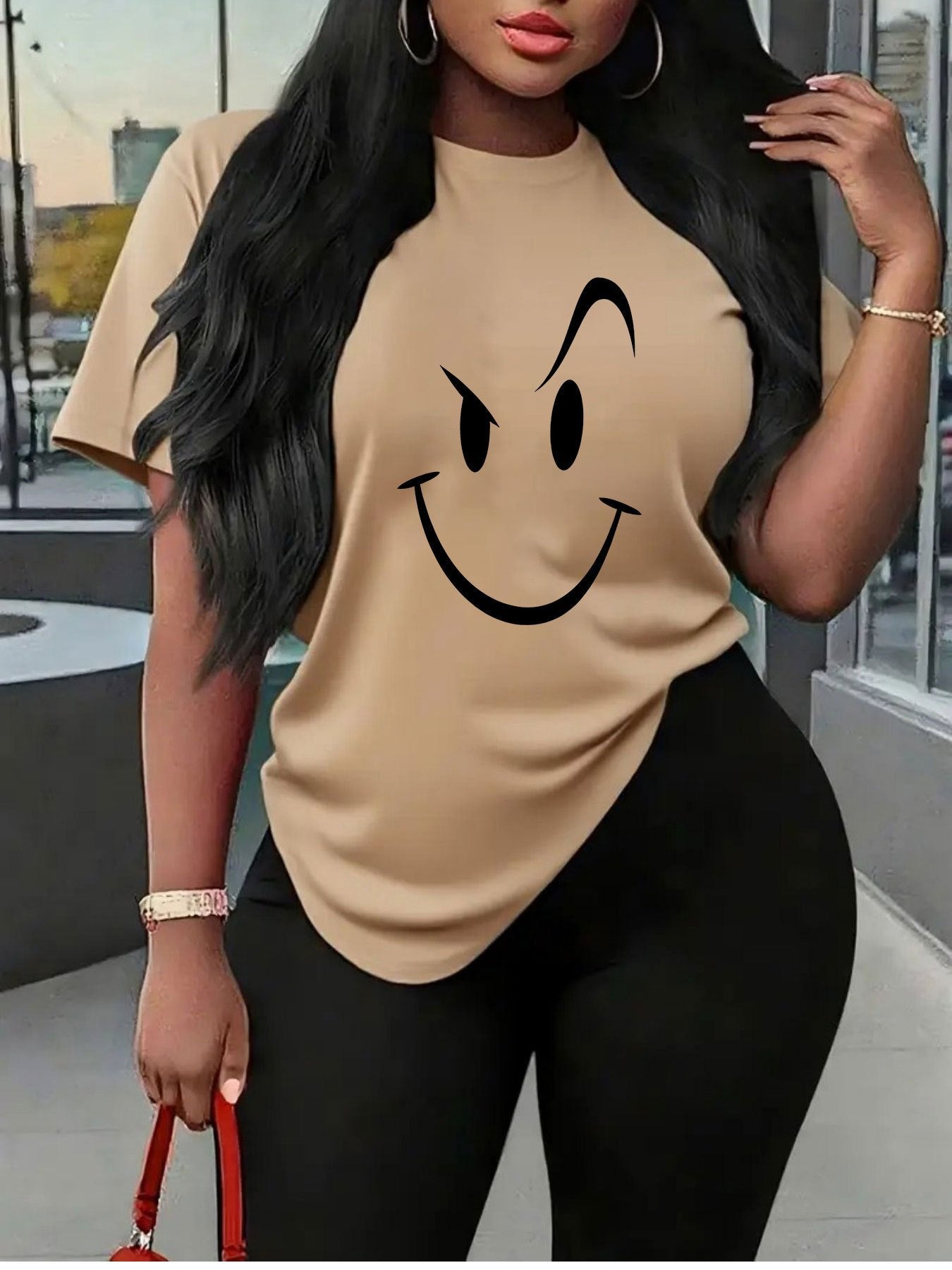 Women's Top - Solid Color – White / Orange detail view