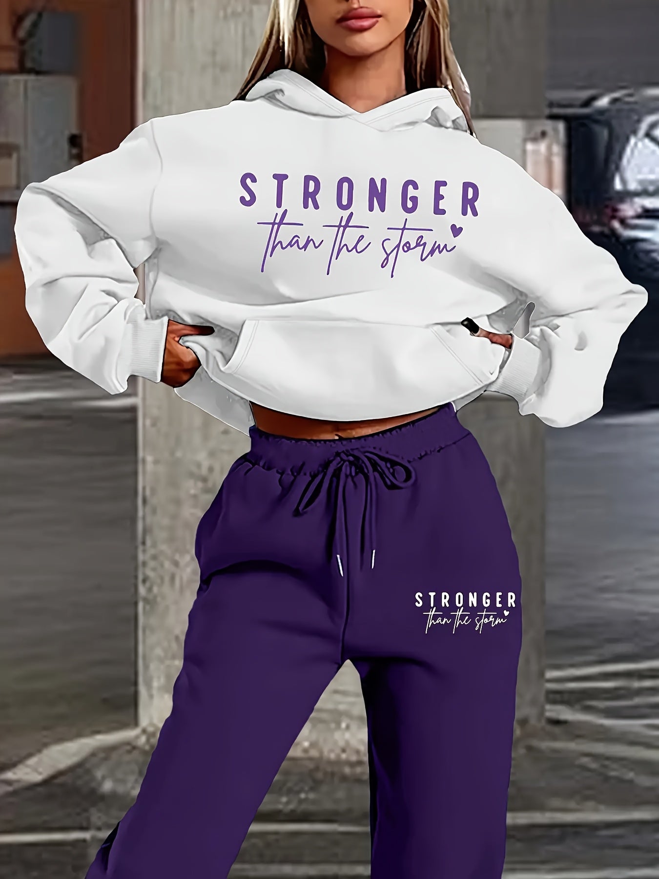 Women's Tracksuit Set - Graphic Print Active Look 9701 – view 2