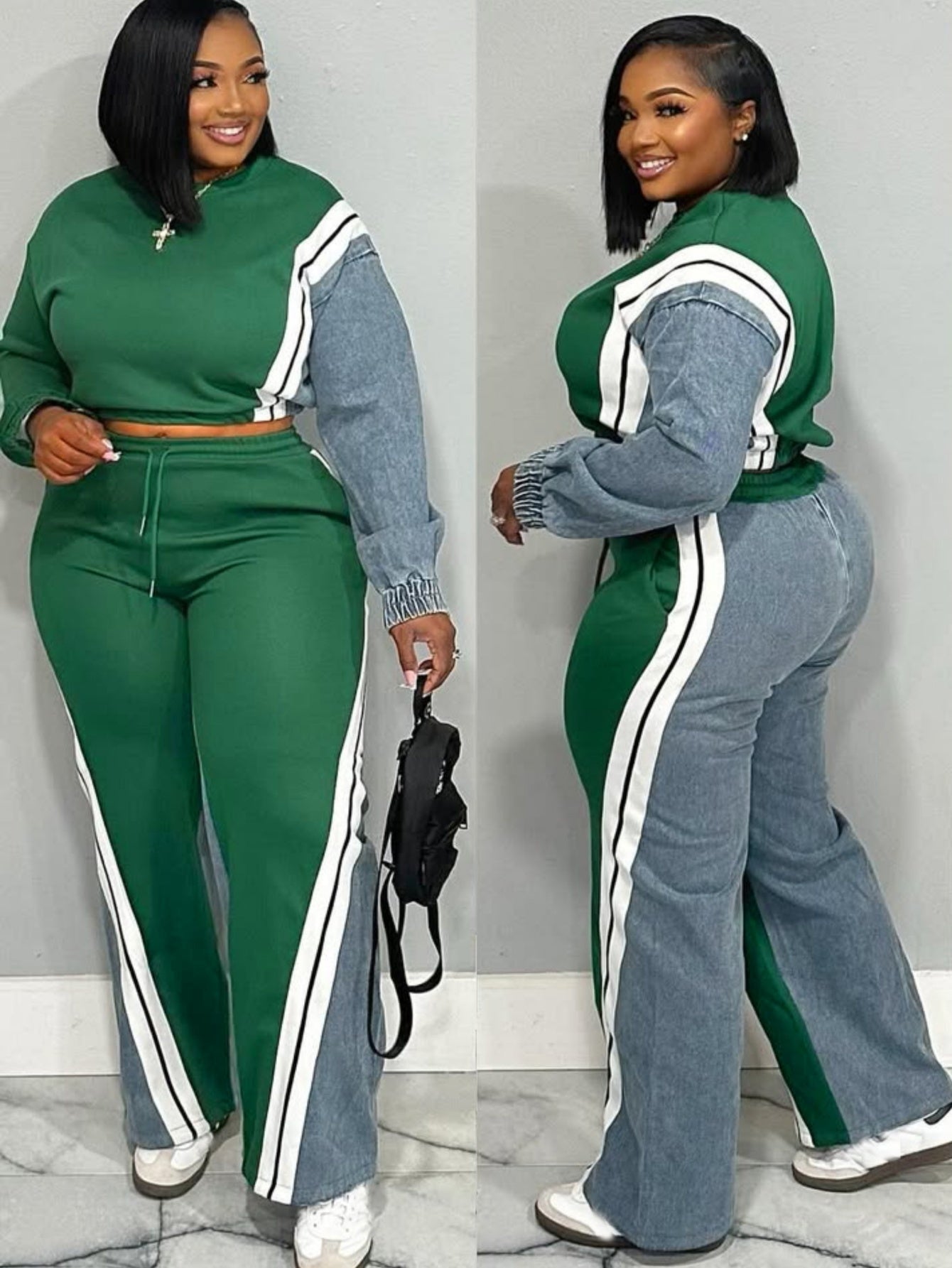 Women's Tracksuit Set - Printed Business Matching Look – Green option – view 3