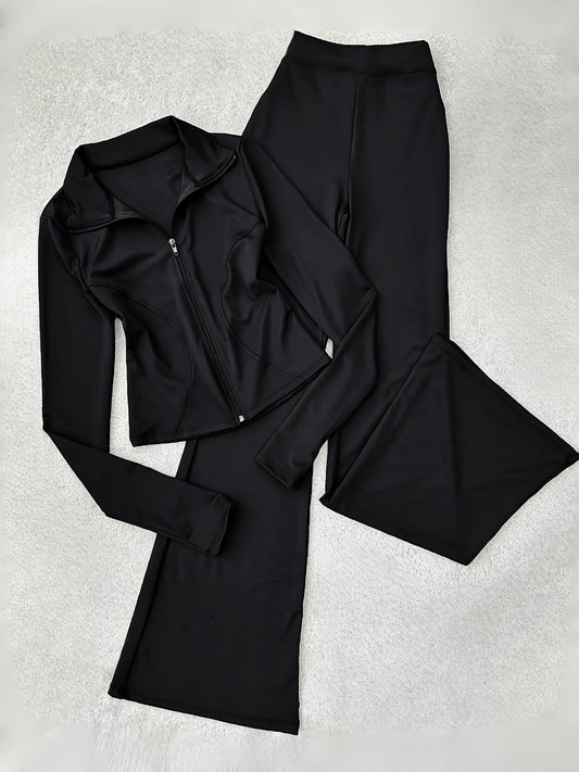 Women's Tracksuit Set - Striped Design – Black option – main product image