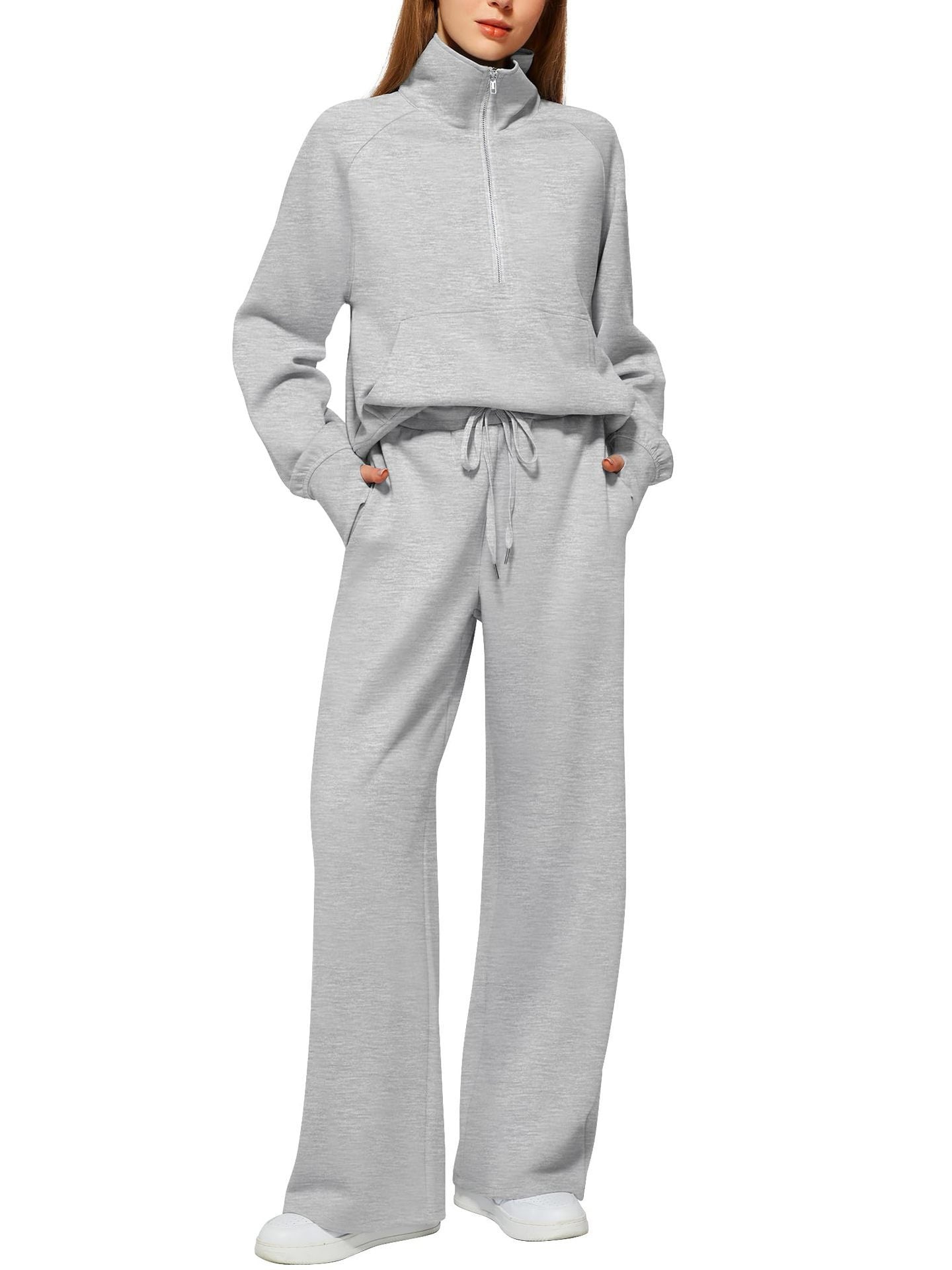 Women's Tracksuit Set - Zip Detail Active Matching Look – White option – view 2