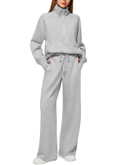 Women's Tracksuit Set - Zip Detail Active Matching Look – White option – view 2