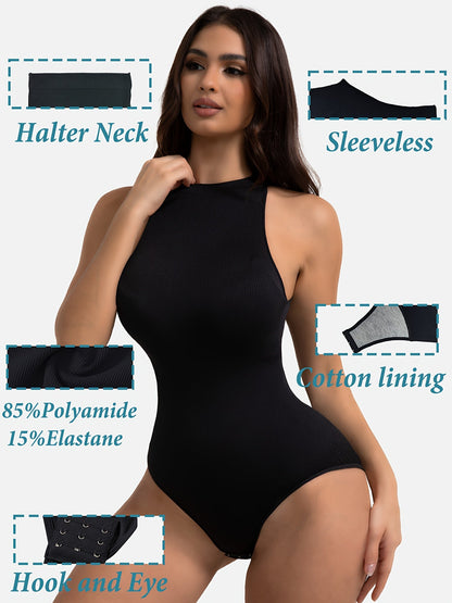 Women's Tummy Control Shapewear Bodysuit - Halter Neck – view 7