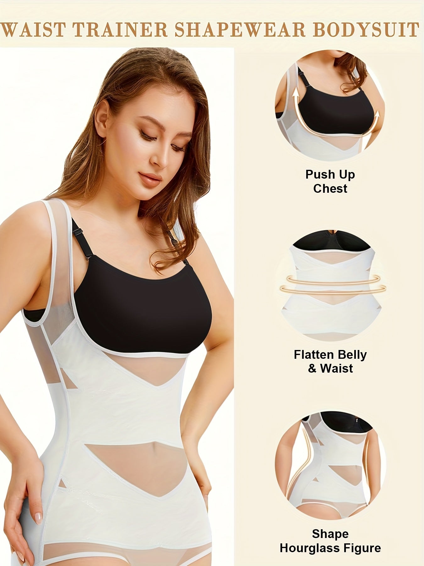 Women's Tummy Control Shapewear Bodysuit - Regular Fit – Sizes 0XL–5XL detail view