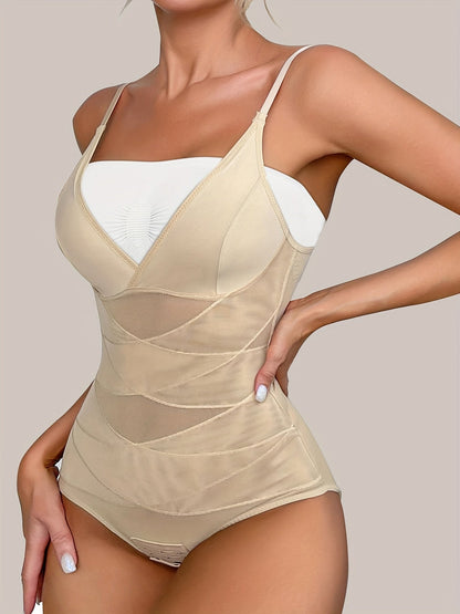 Women's Tummy Control Shapewear Bodysuit - V-Neck – Apricot Colorway 66661 – view 10