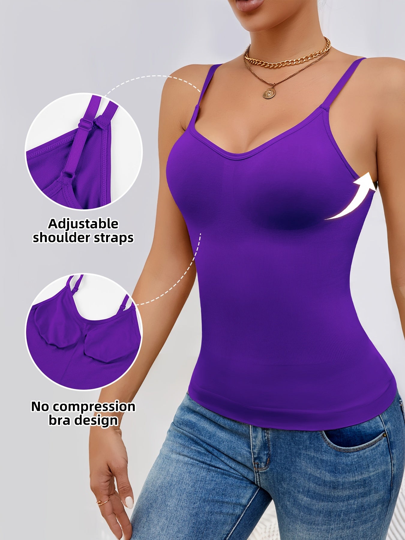 Women's Tummy Control Shapewear Camisole - Adjustable Strap Body Smoothing – view 2