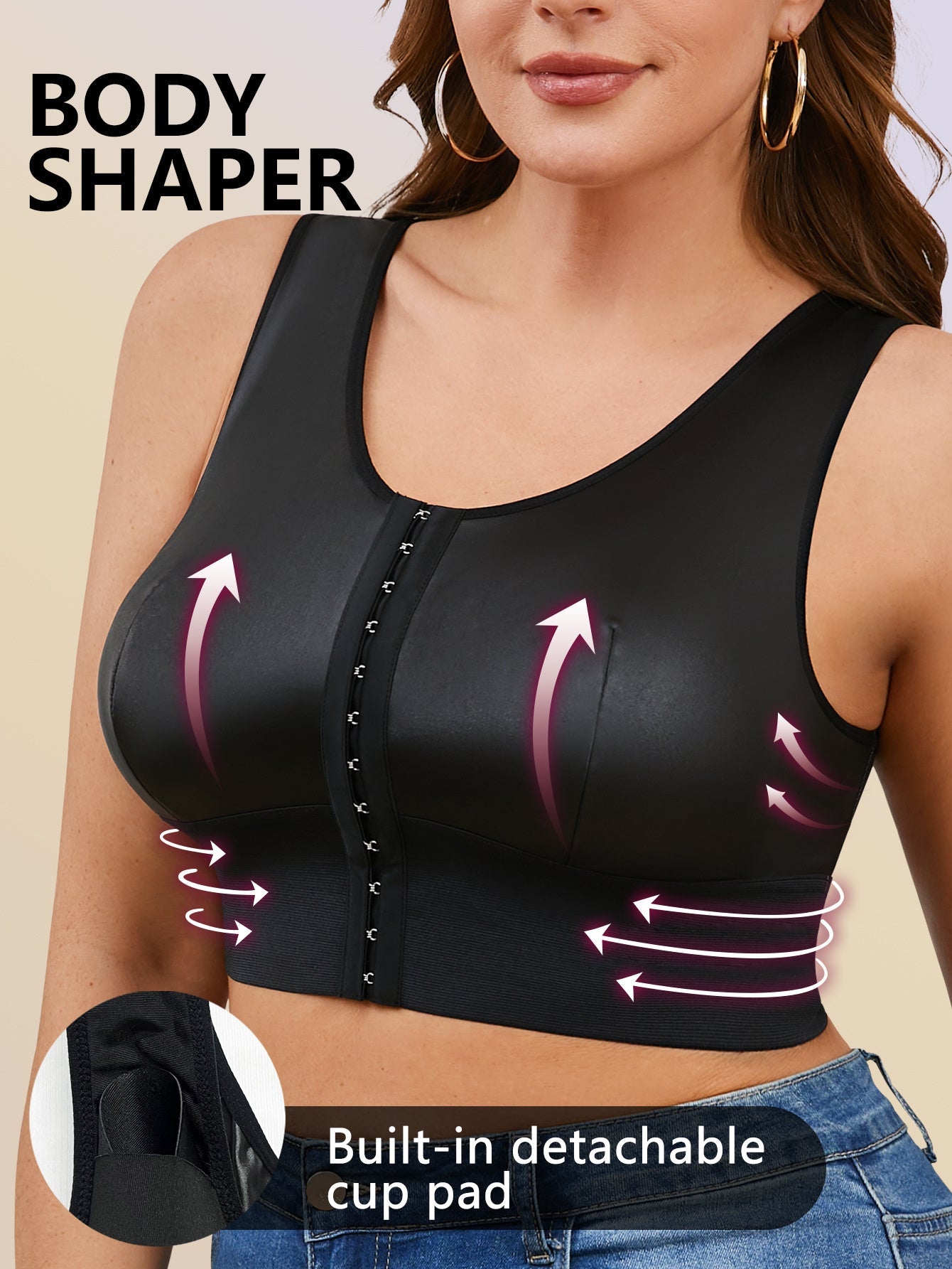 Women's Tummy Control Shapewear Camisole - Belted Plus Size Body Smoothing – view 5