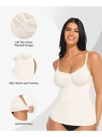 Women's Tummy Control Shapewear Camisole - Solid Color Body Smoothing detail view