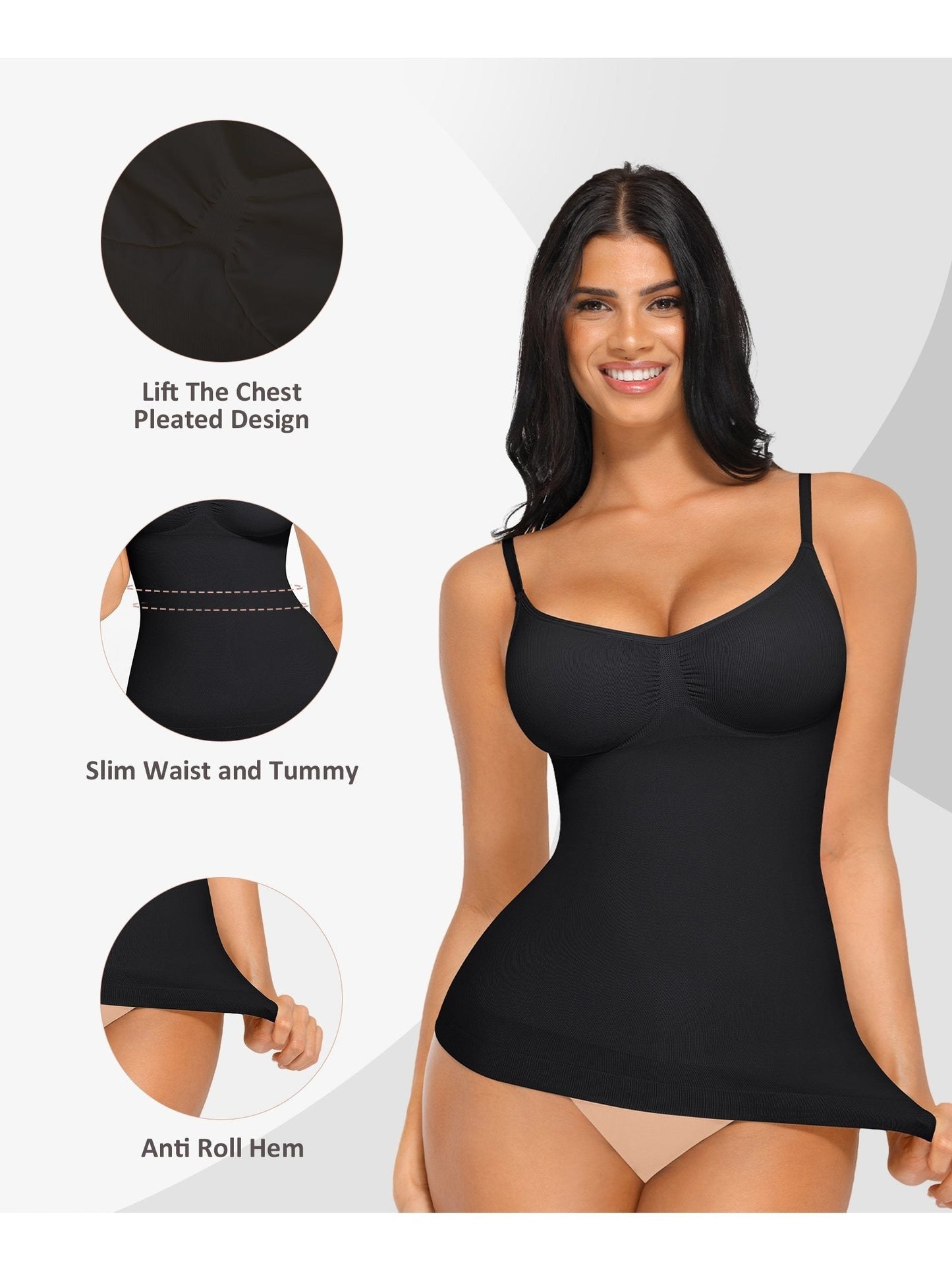 Women's Tummy Control Shapewear Camisole - Solid Color Body Smoothing detail view