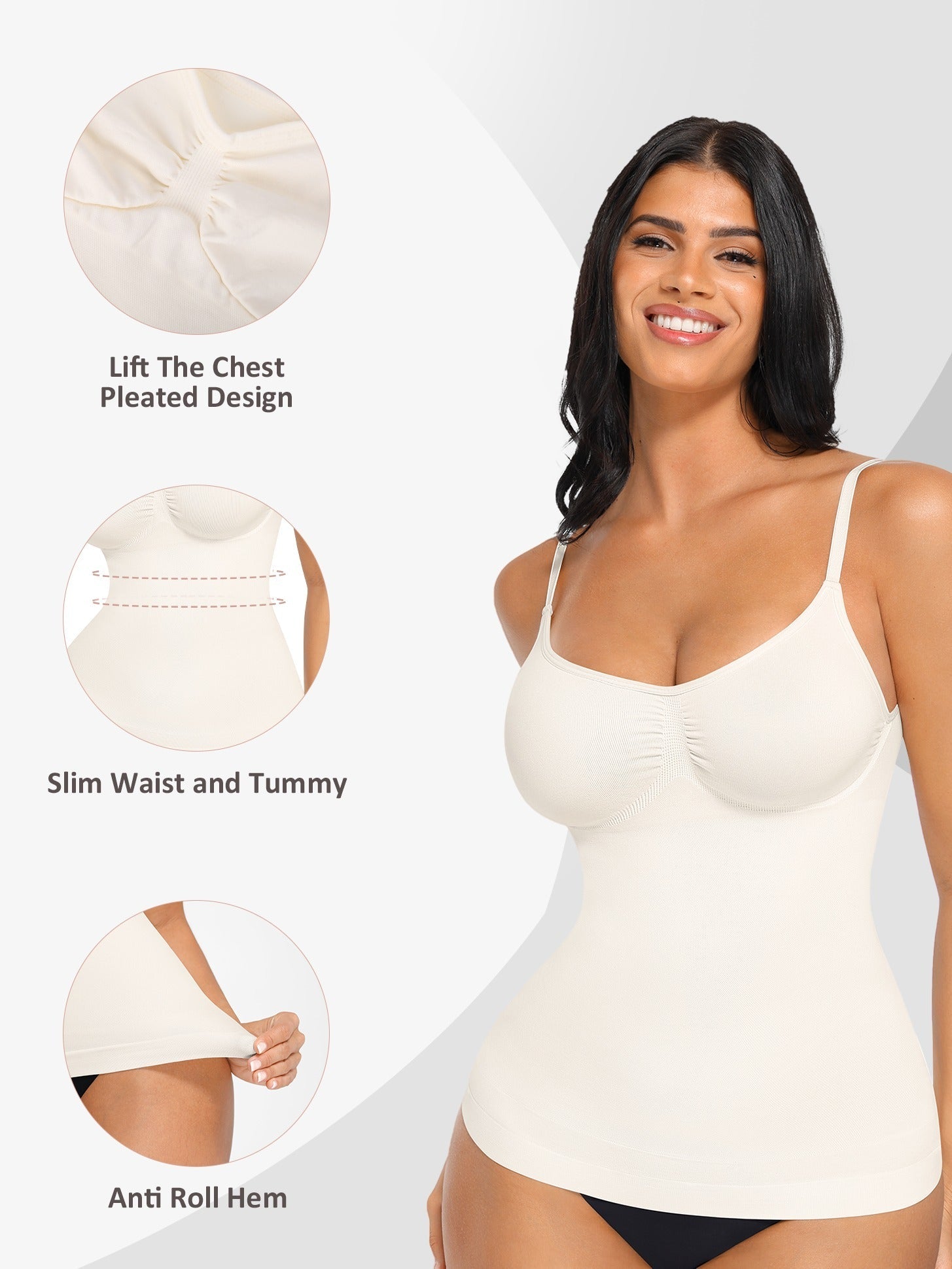 Women's Tummy Control Shapewear Camisole - Solid Color Body Smoothing, Black – view 5