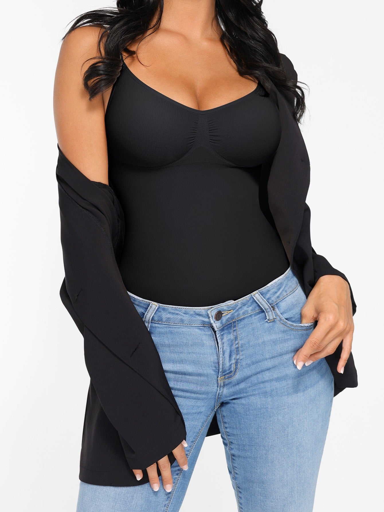 Women's Tummy Control Shapewear Camisole - Solid Color Body Smoothing, Black – view 9