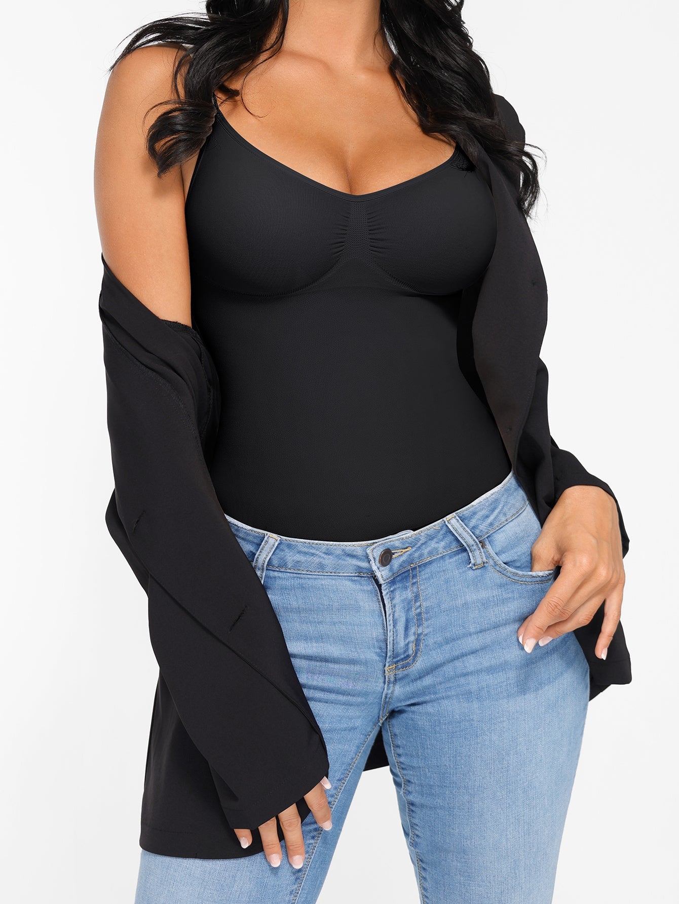 Women's Tummy Control Shapewear Camisole - Solid Color Body Smoothing, Black – view 17