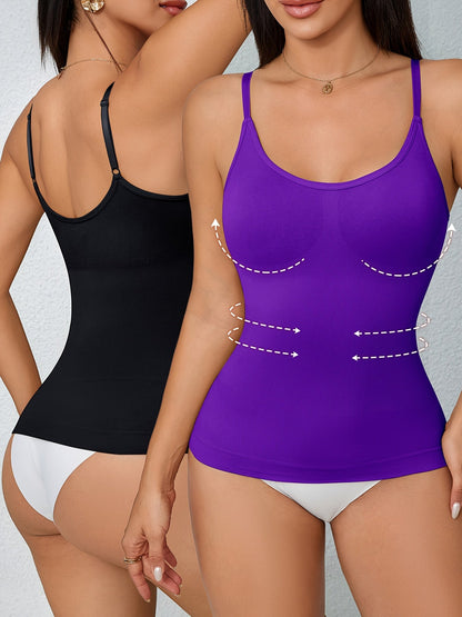 Women's Tummy Control Shapewear Camisole - Solid Color Body Smoothing, Black And White Color – main product image
