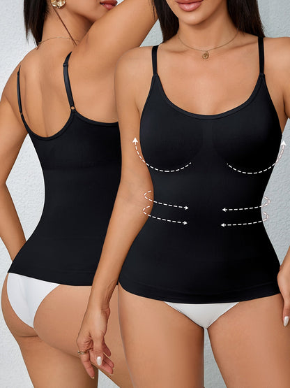 Women's Tummy Control Shapewear Camisole - Solid Color Body Smoothing, Black And White Color – view 11