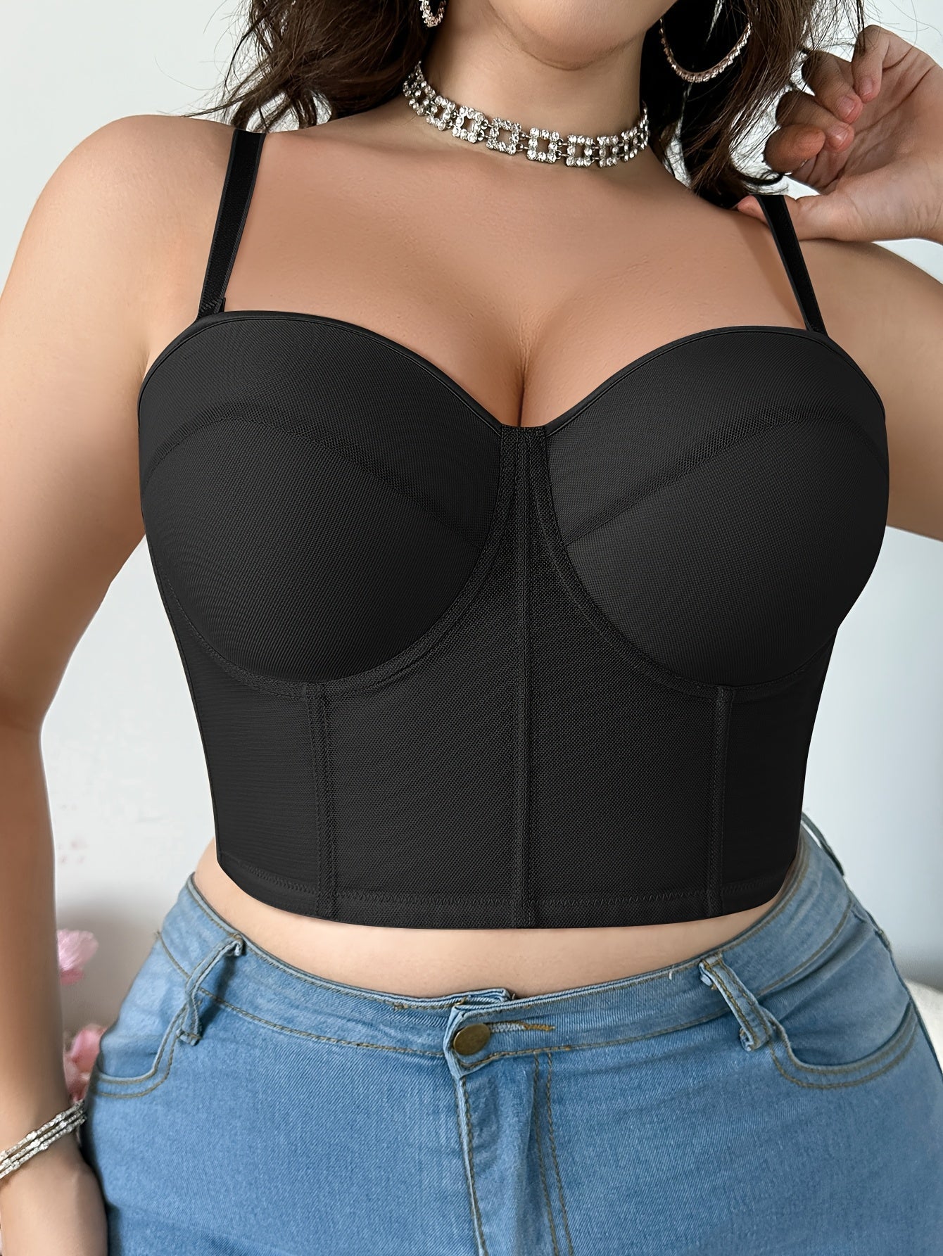 Women's Tummy Control Shapewear Camisole - Solid Color Plus Size Body Smoothing detail view
