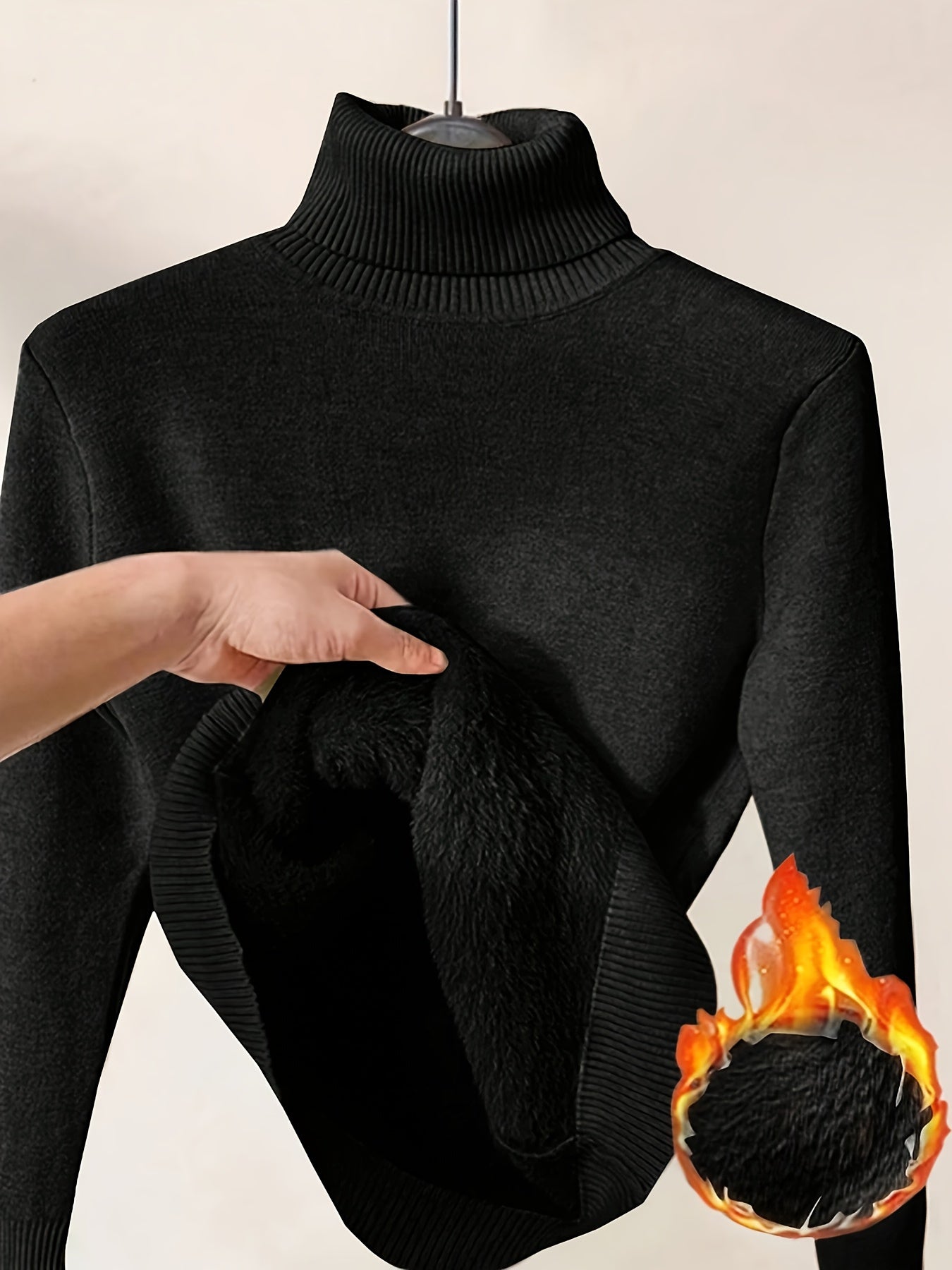 Women's Turtleneck Sweater - Solid Color – Sizes M–XXL detail view