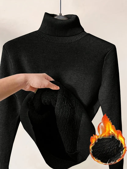 Women's Turtleneck Sweater - Solid Color – Sizes M–XXL detail view