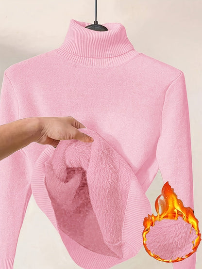 Women's Turtleneck Sweater - Solid Color – Sizes M–XXL detail view