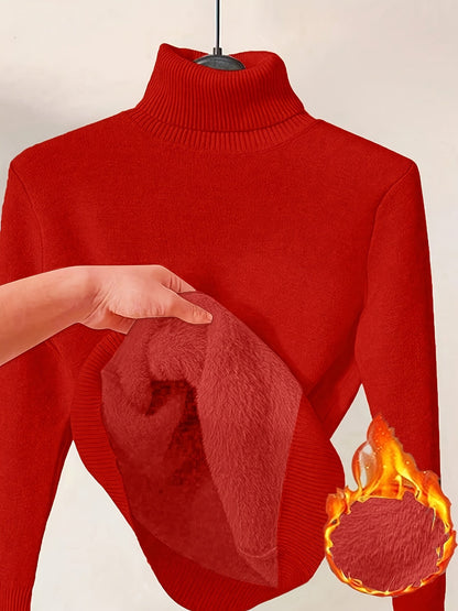 Women's Turtleneck Sweater - Solid Color – Sizes M–XXL – White option – main product image