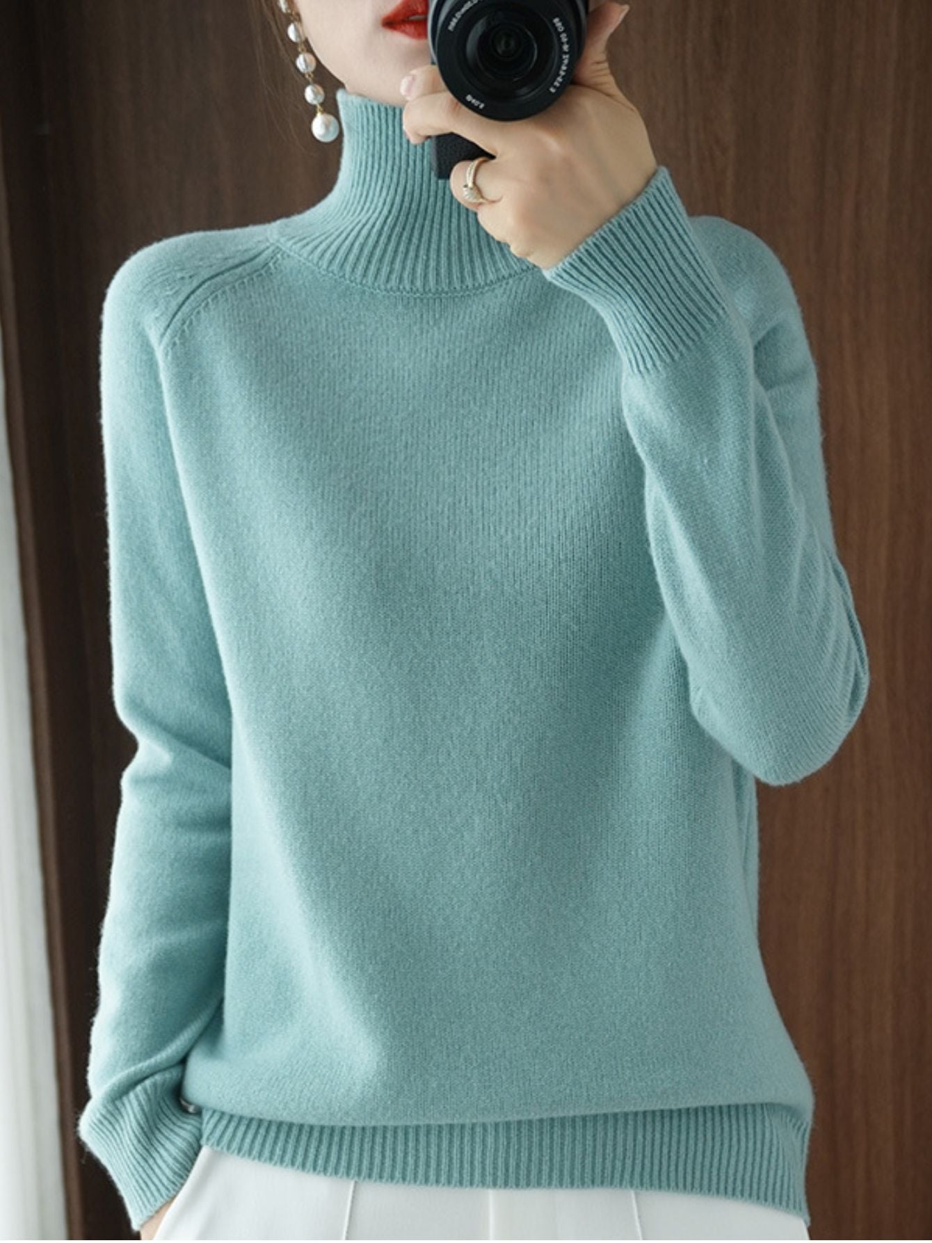 Women's Turtleneck Sweater - Solid Color – Sizes S–XXL – view 2
