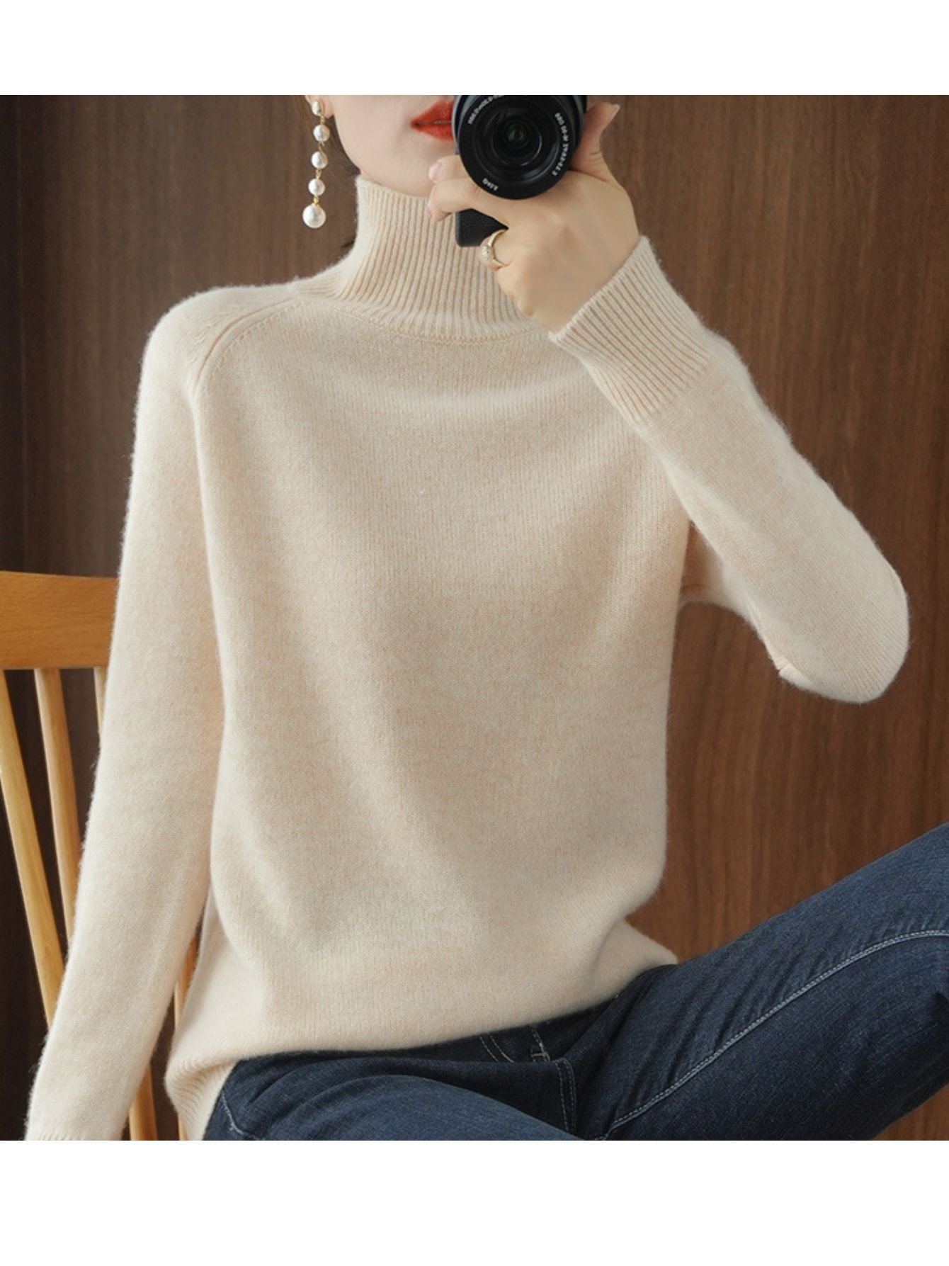Women's Turtleneck Sweater - Solid Color – Sizes S–XXL – view 4