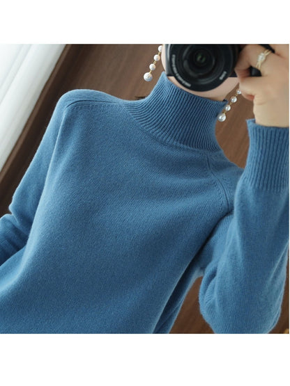 Women's Turtleneck Sweater - Solid Color – Sizes S–XXL detail view