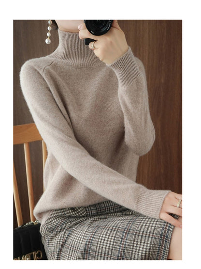 Women's Turtleneck Sweater - Solid Color – Sizes S–XXL detail view
