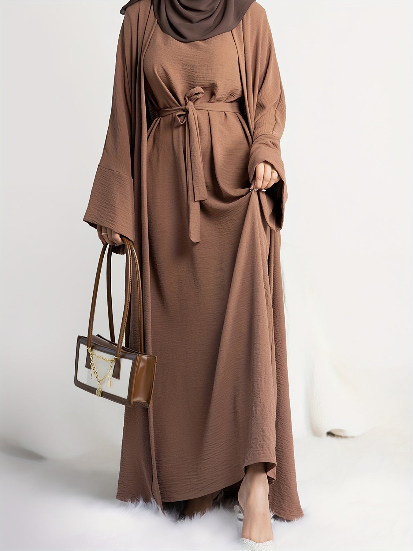 Women's Two-Piece Abaya Set - Pocket Detail Modest Matching Look detail view