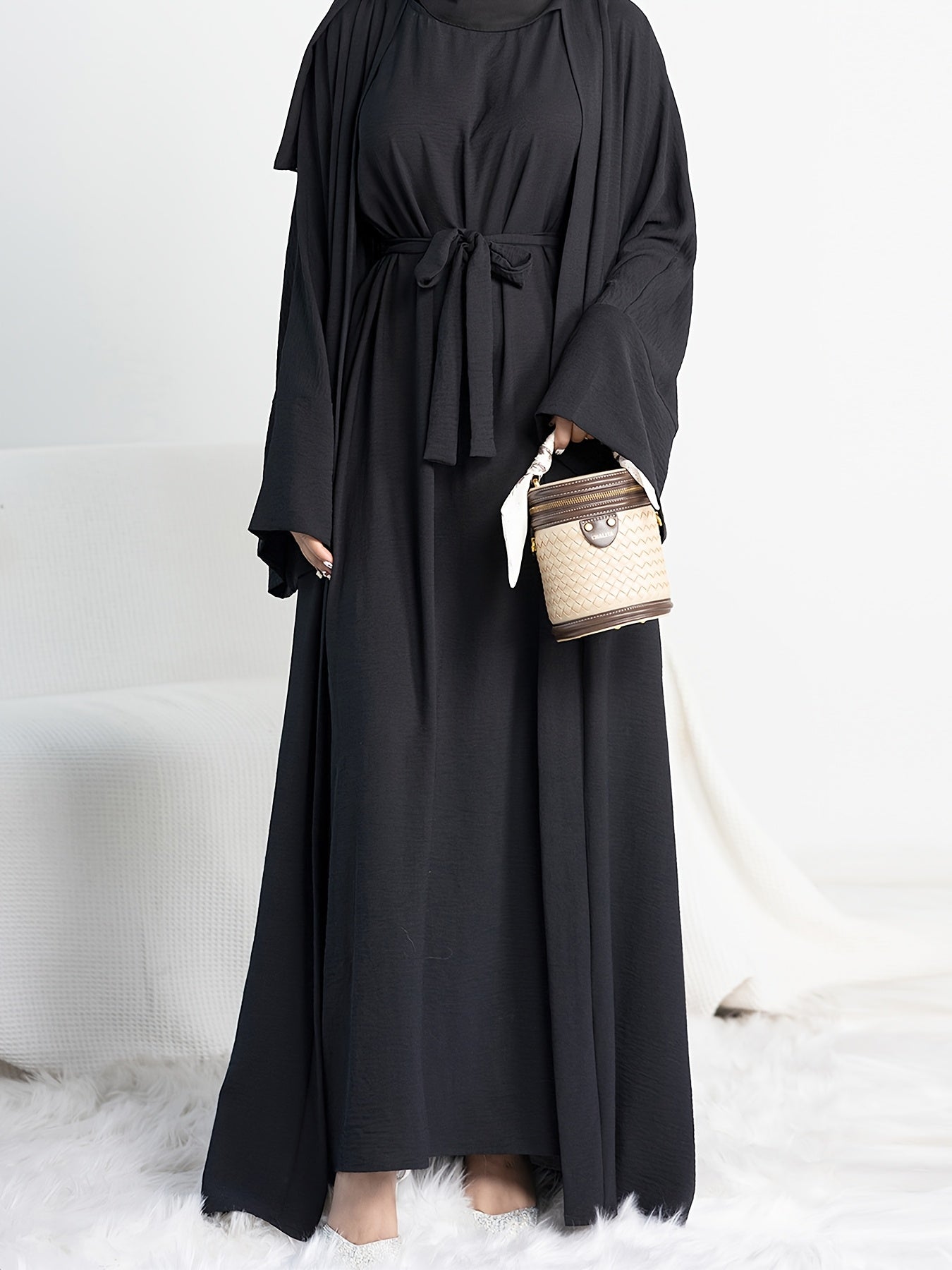 Women's Two-Piece Abaya Set - Pocket Detail Modest Matching Look detail view