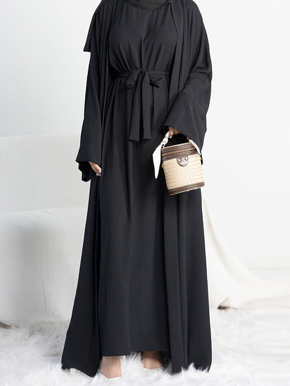 Women's Two-Piece Abaya Set - Pocket Detail Modest Matching Look – Gray option – main product image