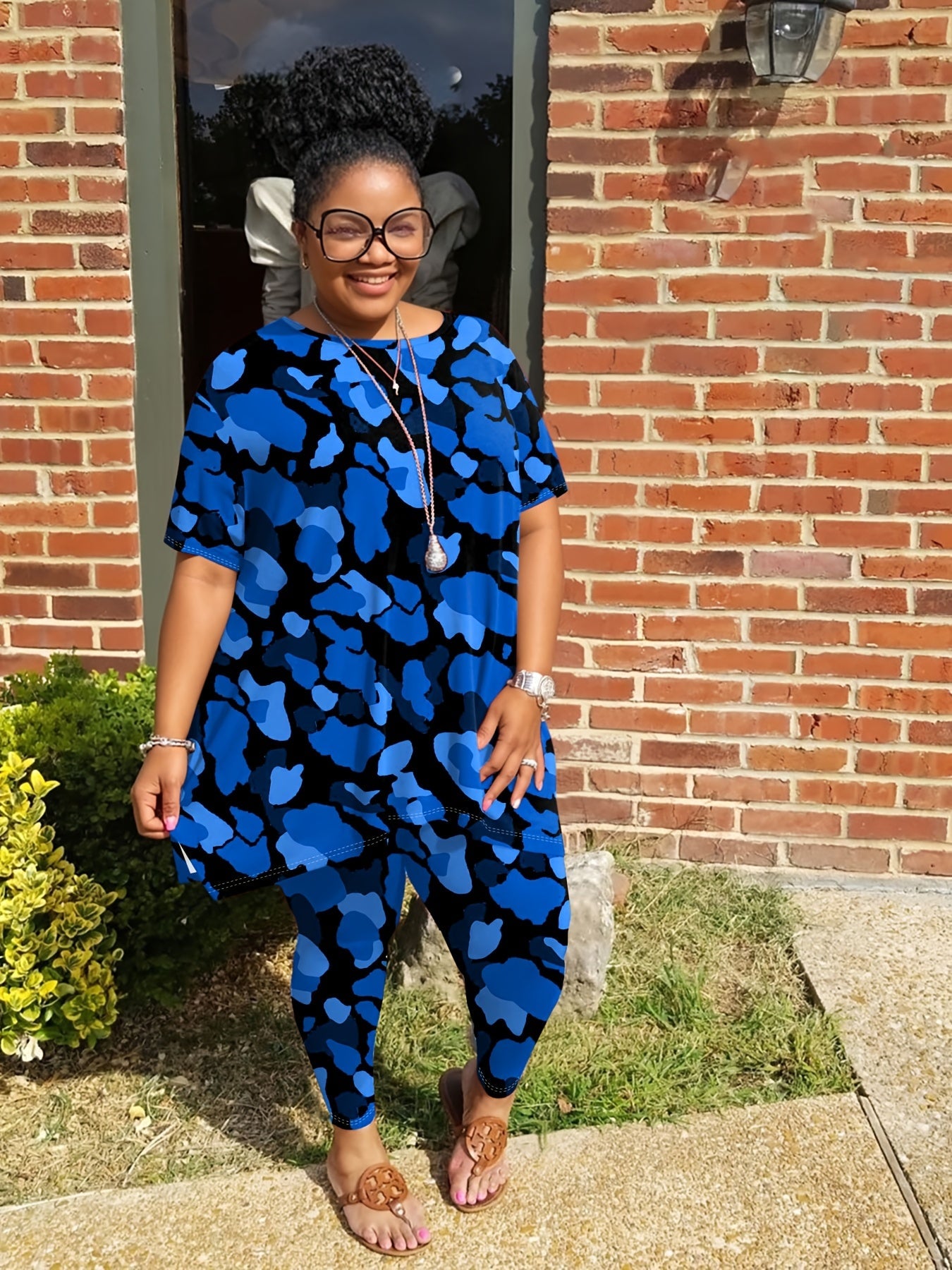 Women's Two-Piece Outfit Set - Camouflage Print – main product image