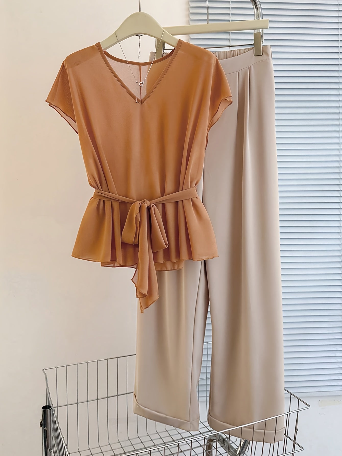 Women's Two-Piece Outfit Set - Coordinated – Coral detail view