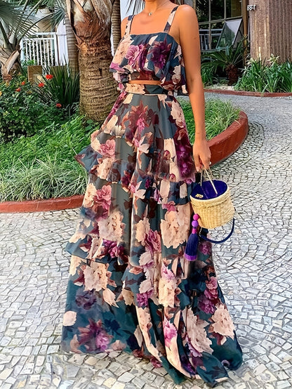 Women's Two-Piece Outfit Set - Graphic Print Classic Neckline detail view