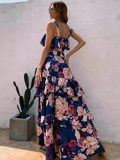 Women's Two-Piece Outfit Set - Graphic Print Classic Neckline detail view