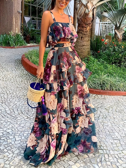 Women's Two-Piece Outfit Set - Graphic Print Classic Neckline detail view
