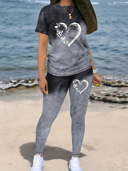 Women's Two-Piece Outfit Set - Graphic Print – Deep Grey – Grey option – main product image